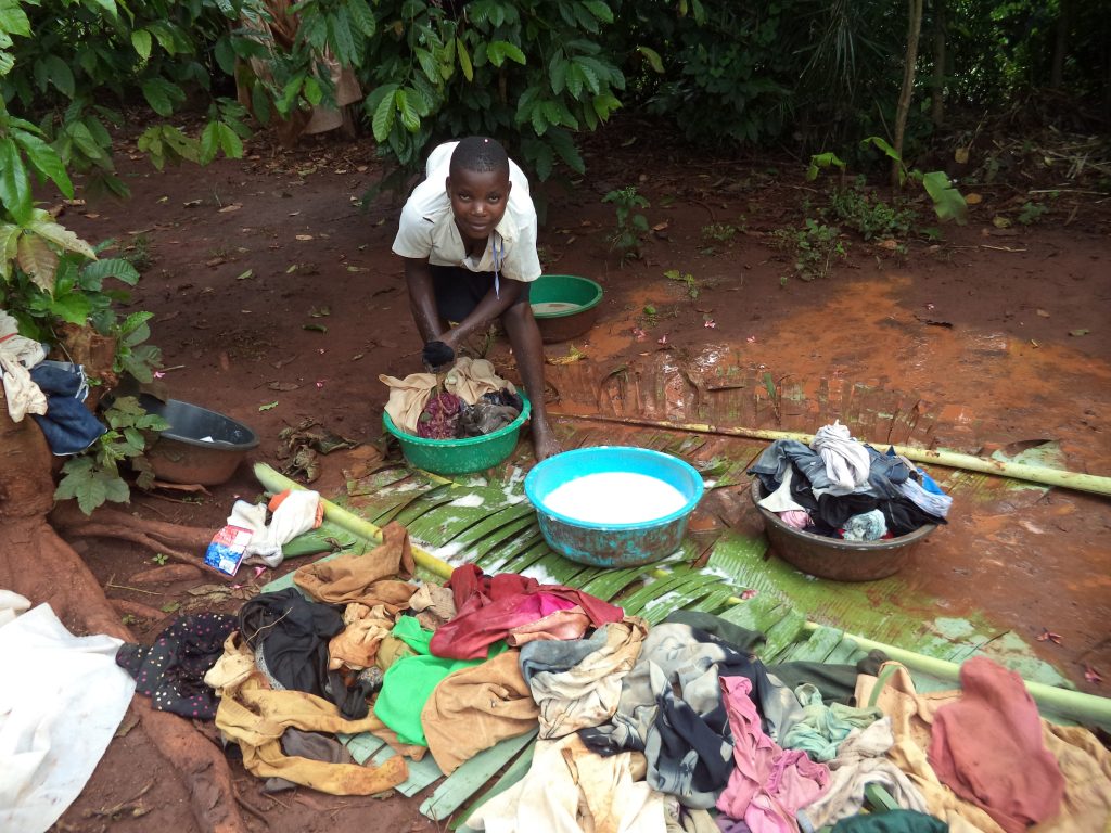 A child washing clothes 