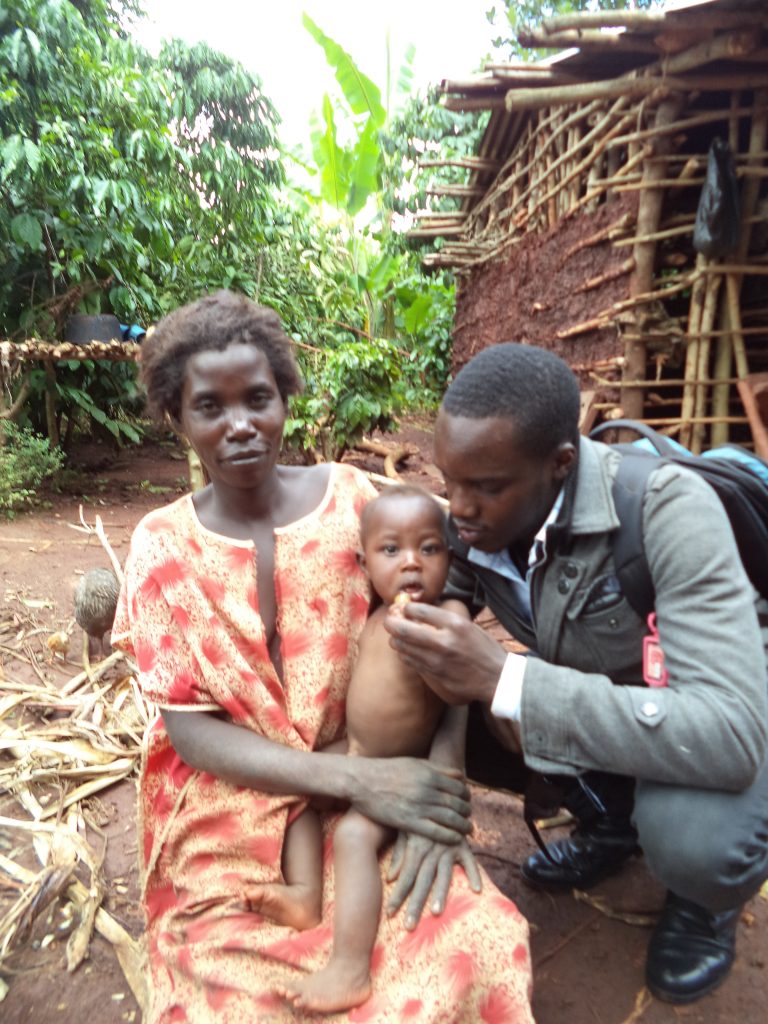 A child receiving a dose of basic vaccine